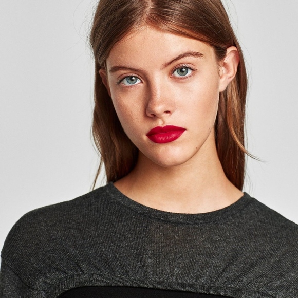 ZARA CONTRASTING FABRIC LONG SLEEVE DRESS - Picture 6 of 8